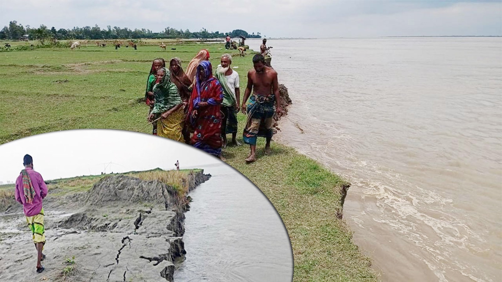 বগুড়ার যমুনায় তীব্র ভাঙনে দুশ্চিন্তায় দুই উপজেলার নদীপাড়ের মানুষ