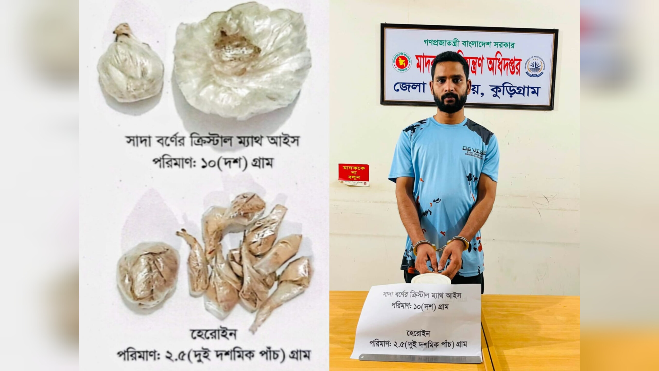 কুড়িগ্রামে প্রথমবার উদ্ধার ‘ক্রিস্টাল মেথ আইস’,গ্রেফতার-১